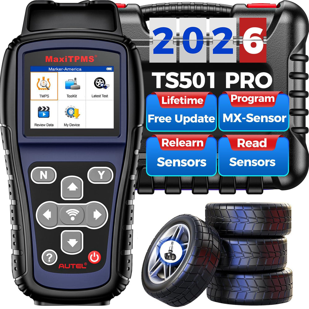 Autel MaxiTPMS TS501 PRO front panel for rapid TPMS programming.