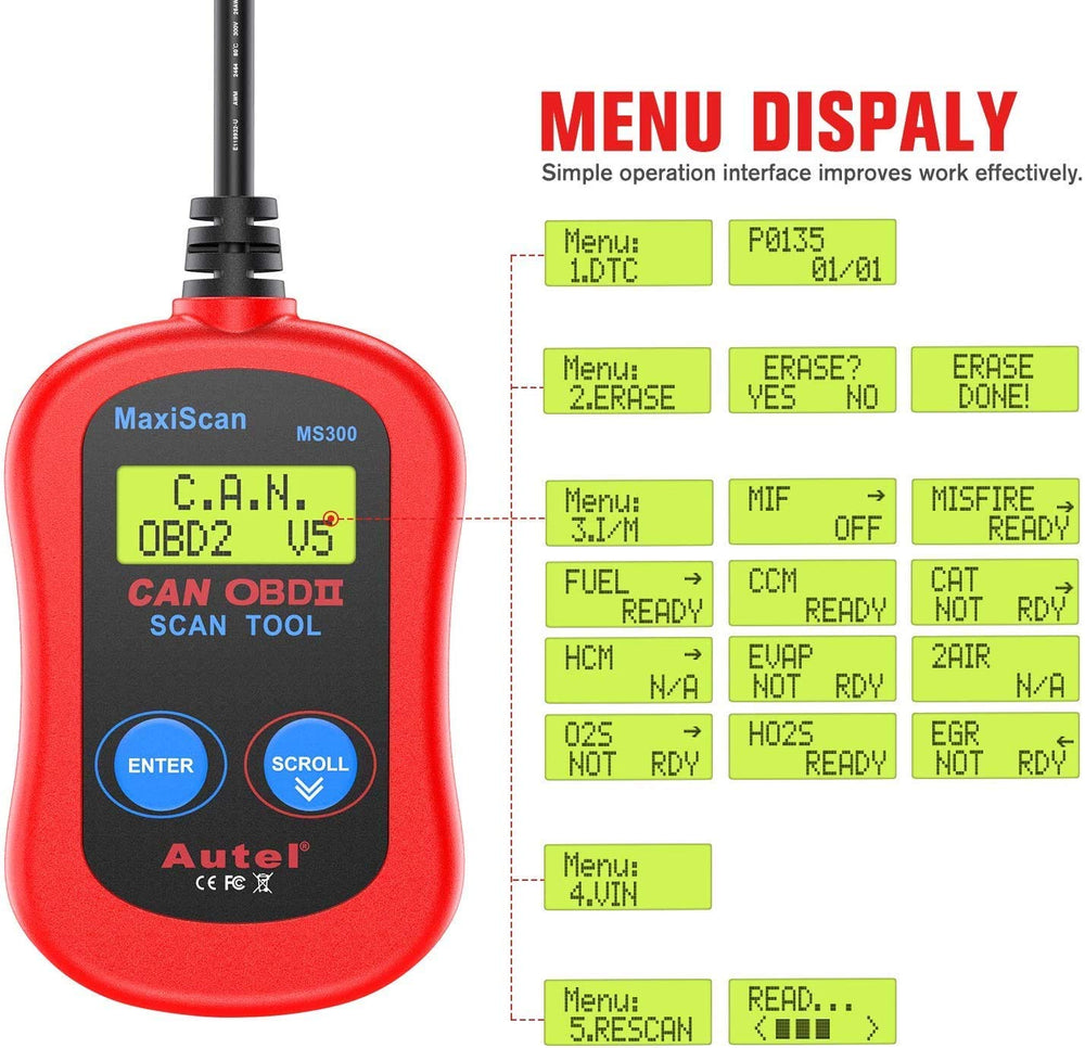 Autel MS300 clear codes function resets the system after repairs.