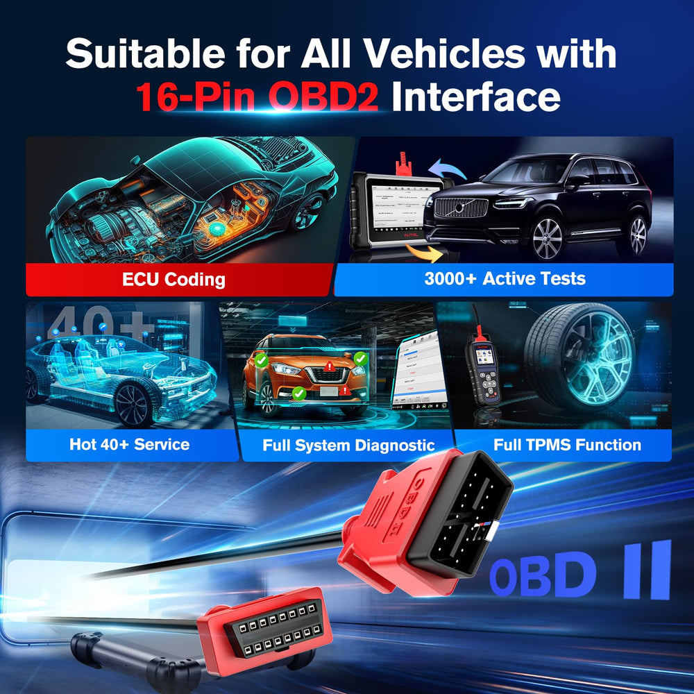 Autel OBD2 extension connected to a vehicle's OBDII port