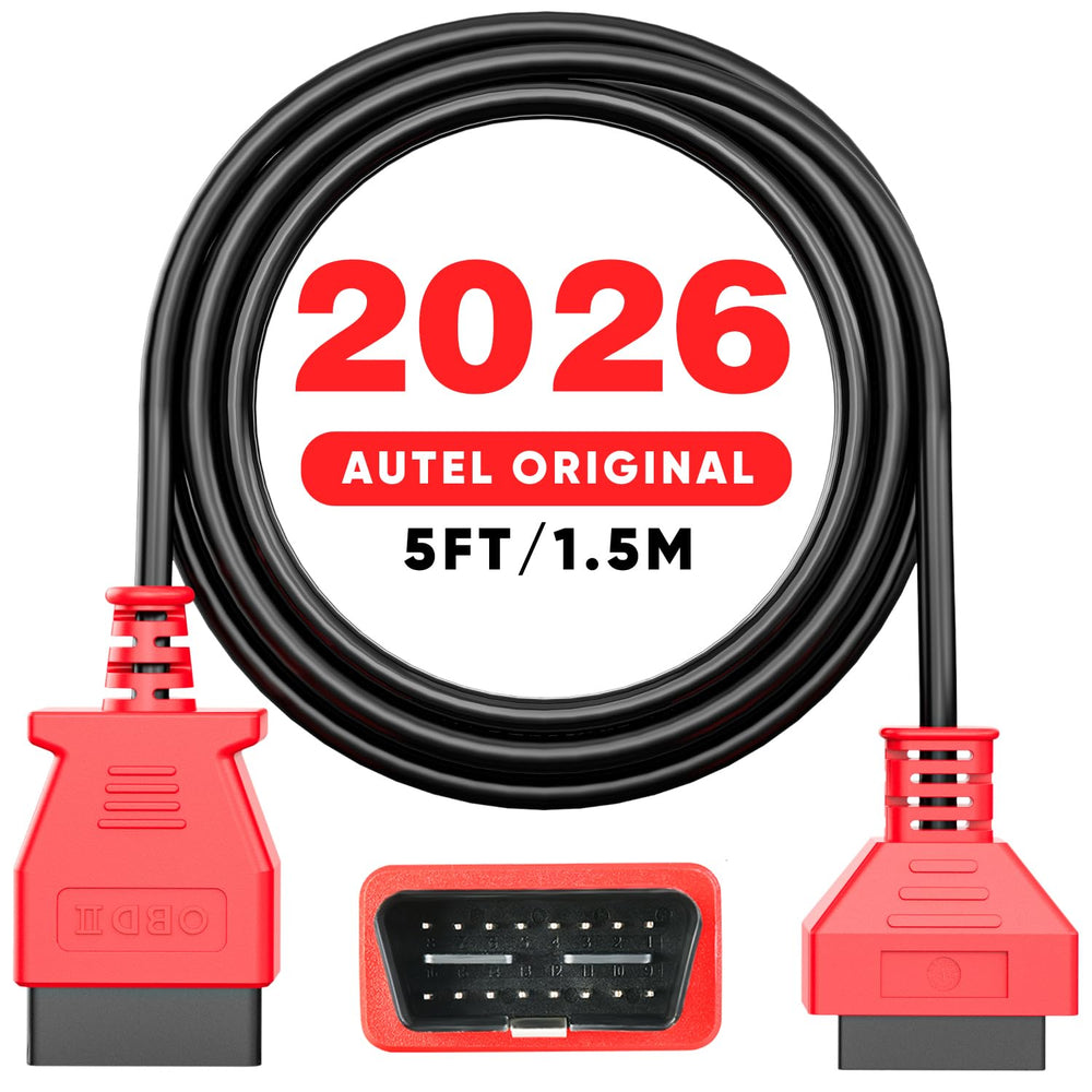Autel OBD2 extension cable with 16-pin male-to-female connectors and 5-foot reach.