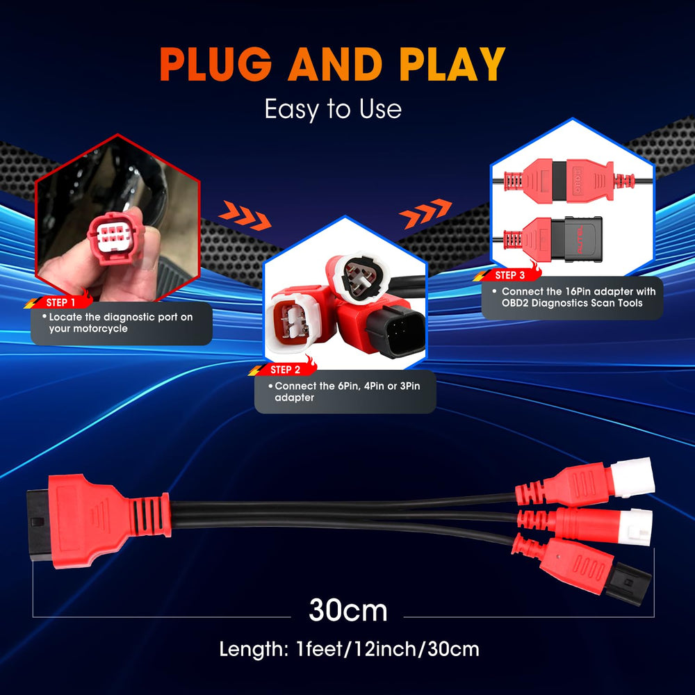 Autel Original OBD1-OBD2 compatibility for Yamaha, Moto Guzzi, Honda.