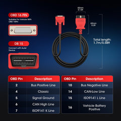 Autel diagnostic cable with durable construction for repeated use.