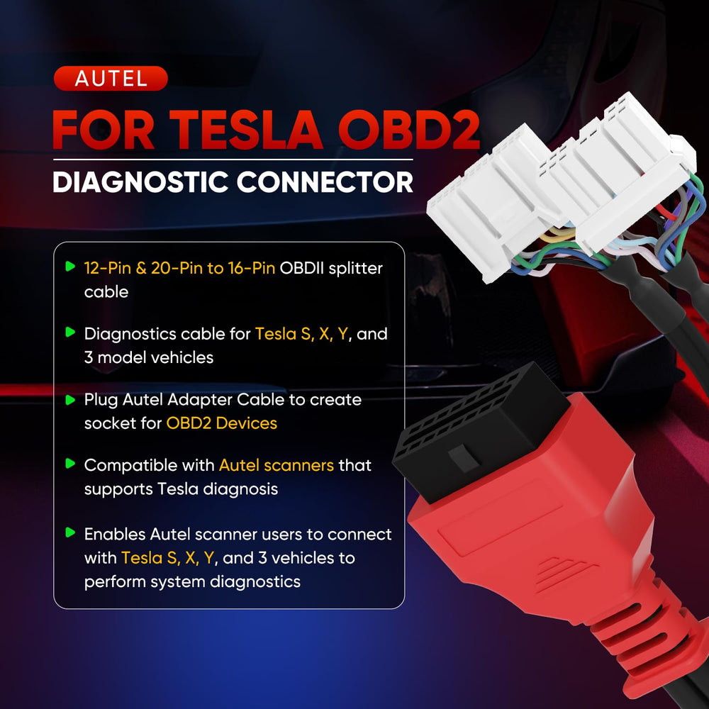 Autel TCAN003 20-pin connectors shown for Tesla models