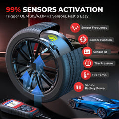 Autel TS508WF sensor-data-read: retrieves sensor ID, pressure, and temperature data.