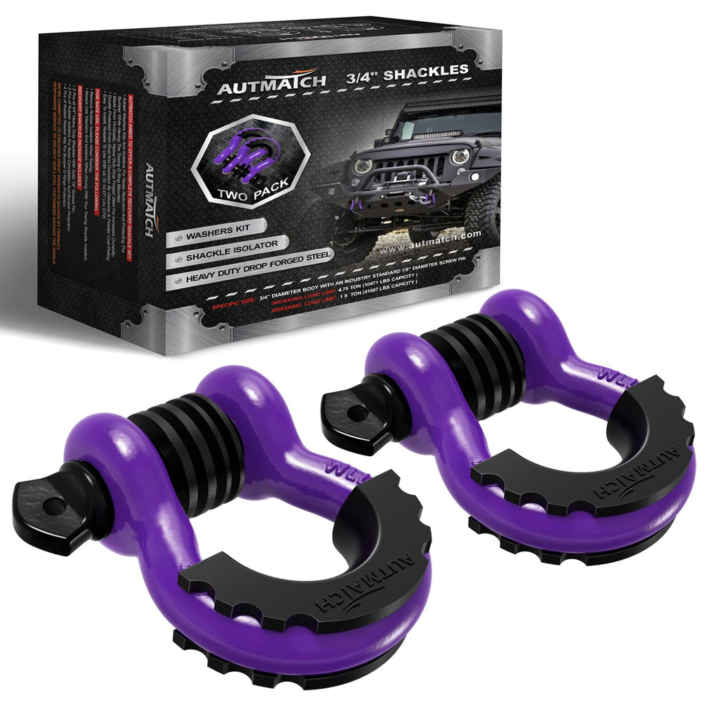AUTMATCH D Ring Shackle 3/4 inch with screw pin for heavy-duty towing and recovery.