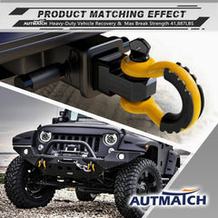 AUTMATCH yellow D Ring Shackle packaging with clevis pin and washers