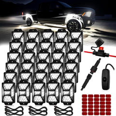 Auto Buero 30 pods pure white LED rock lights illuminate undercarriage for trucks