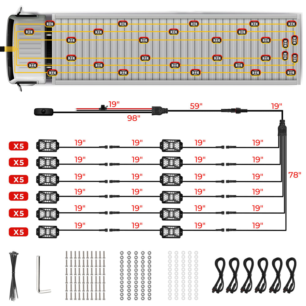 Auto Buero truck SUV off-road LED rock lights enhance visibility and style