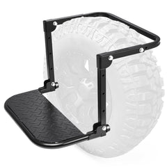 Auto Dynasty folding tire step compatible with 9 to 13 inch tires for easy truck access.