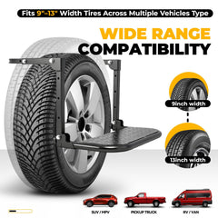 Auto Dynasty folding tire step features a non-slip texture for secure footing.