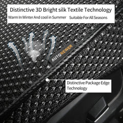 Auto Newer four-season breathable material keeps seats comfortable in heat and cold.