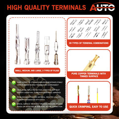 Auto Occasion detailed terminal pins closeup shows male and female pins ready for crimping