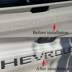 Auto Safety Black American flag tailgate decal adds rugged style and durable adhesion.