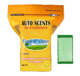 Auto Scents Fresh N' Clean pad in car vent for long-lasting odor control.
