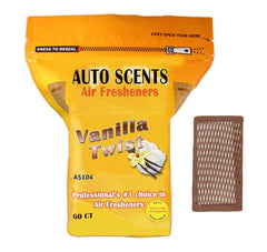 Auto Scents Vanilla Twist air freshener pack showcasing long-lasting vanilla aroma