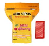 Auto Scents Wild Cherry pads pack 60 for lasting freshness in cars and homes.