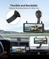 AUTO-VOX X8 bracket bendable suction-mount on dash for versatile in-car placement