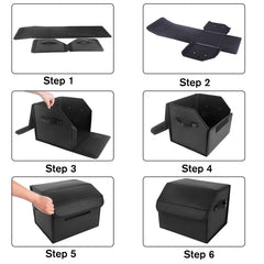 AutoARK folding trunk organizer folded for compact storage and quick stowaway.