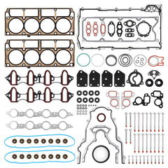AUTOBABA cylinder head gasket kit with ES72173 bolts, closeup of gaskets and bolts for reliable seal.
