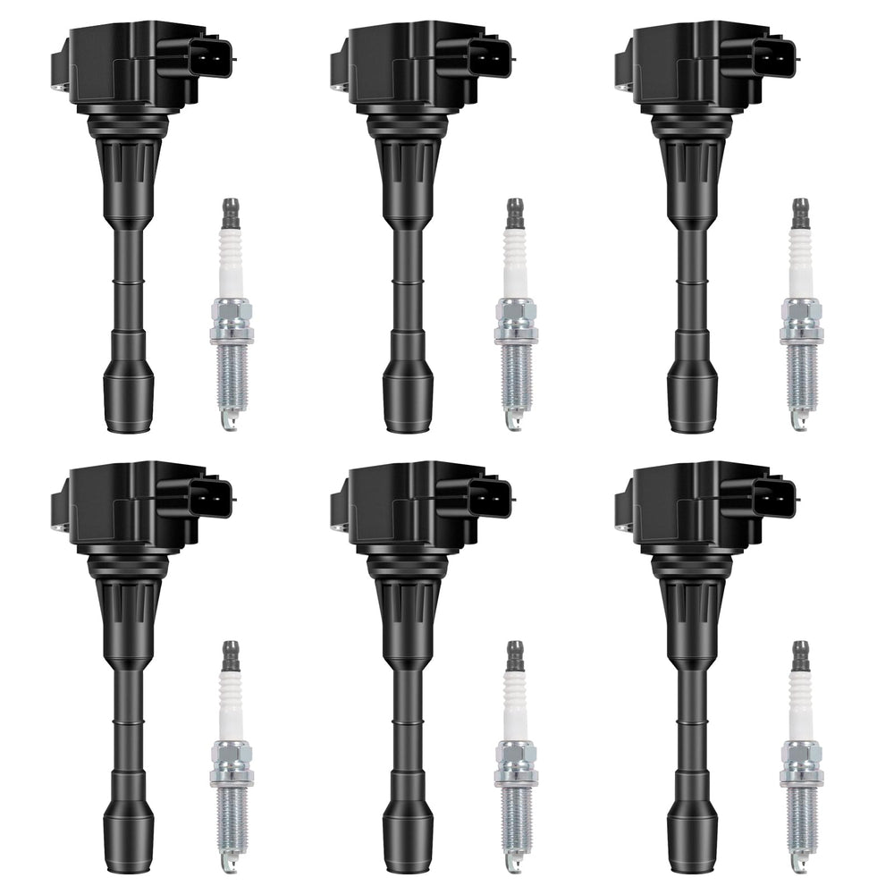 AUTOBABA ignition coil packs box shows ready-to-install set for Nissan/Infiniti engines.