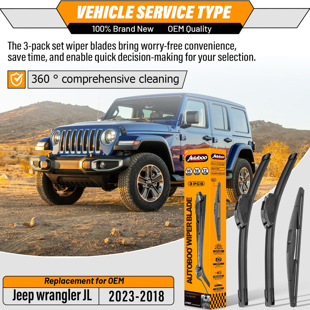 AUTOBOO 16in front passenger-side wiper blade delivers clear rain removal