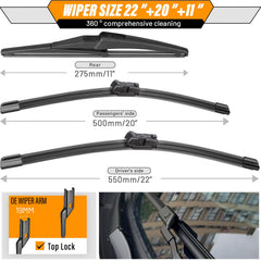 AUTOBOO 11-inch rear wiper blade for Jeep Renegade provides a clean sweep.