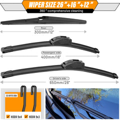 AUTOBOO 12-inch rear wiper blade installed for rear visibility
