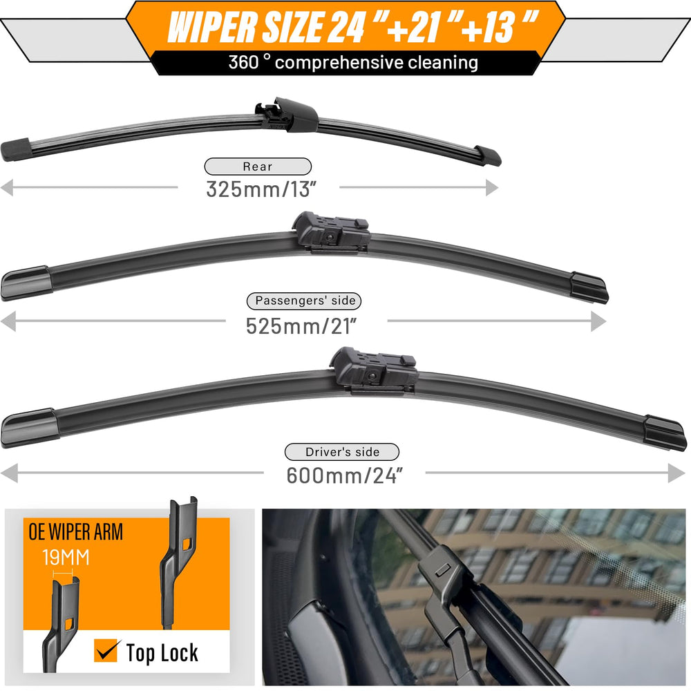 AUTOBOO 13 inch rear wiper blade for Tiguan keeps rear window clear