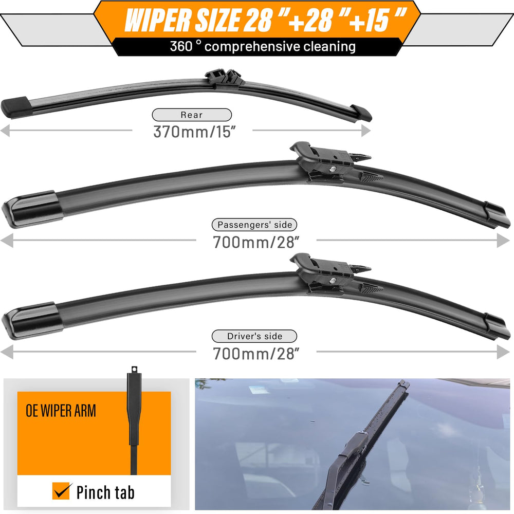 AUTOBOO 15-inch rear wiper blade for Ford Edge clears rear view efficiently