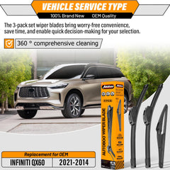 AUTOBOO 17-inch wiper blade for QX60 front provides smooth sweep
