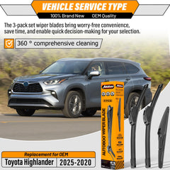 AUTOBOO 18-inch front-passenger wiper blade for Highlander delivers smooth wipe.