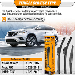 AUTOBOO 18-inch windshield wiper for Infiniti QX50 delivers quiet, streak-free visibility