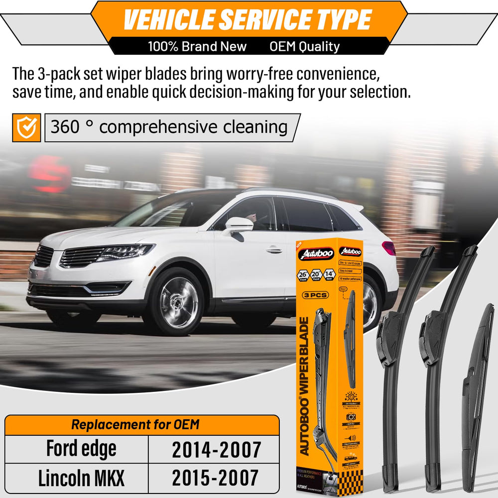 AUTOBOO 20-inch front right wiper blade enhances clear daytime visibility