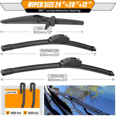 AUTOBOO 20-inch front wiper blade improves visibility in heavy rain.