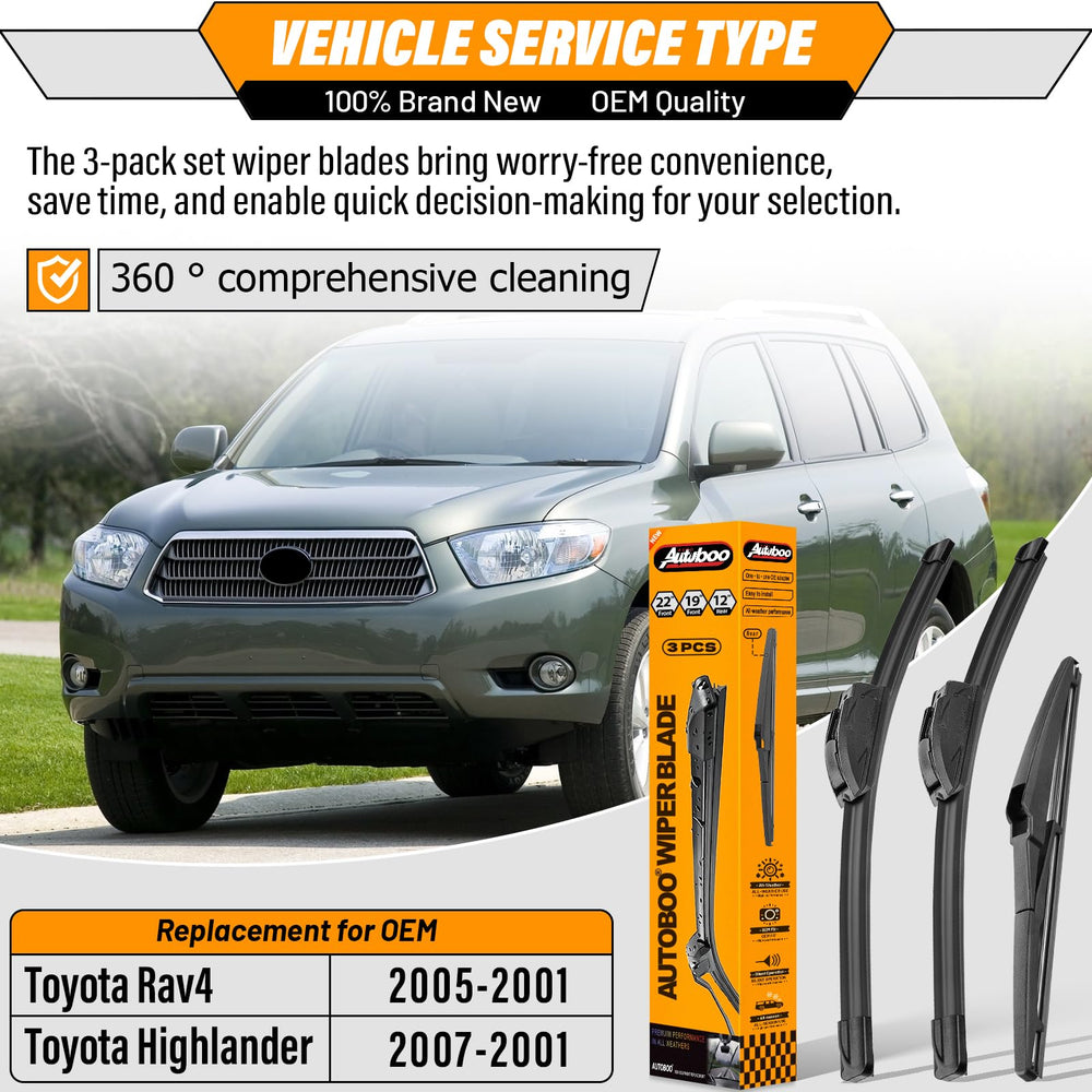 AUTOBOO 22-inch front blade on Toyota Highlander for clear rain visibility