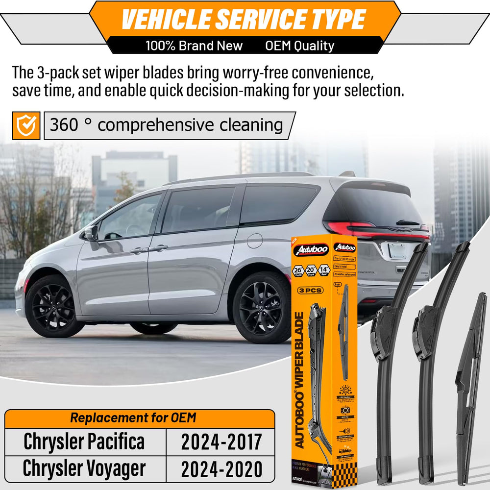 AUTOBOO 26-20 wipers on Pacifica driver side for steady contact