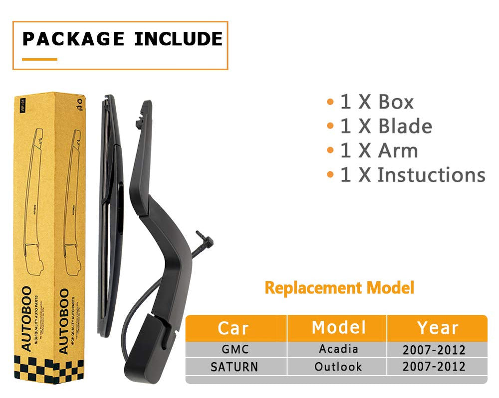 AUTOBOO easy-install rear wiper arm for Acadia replacement