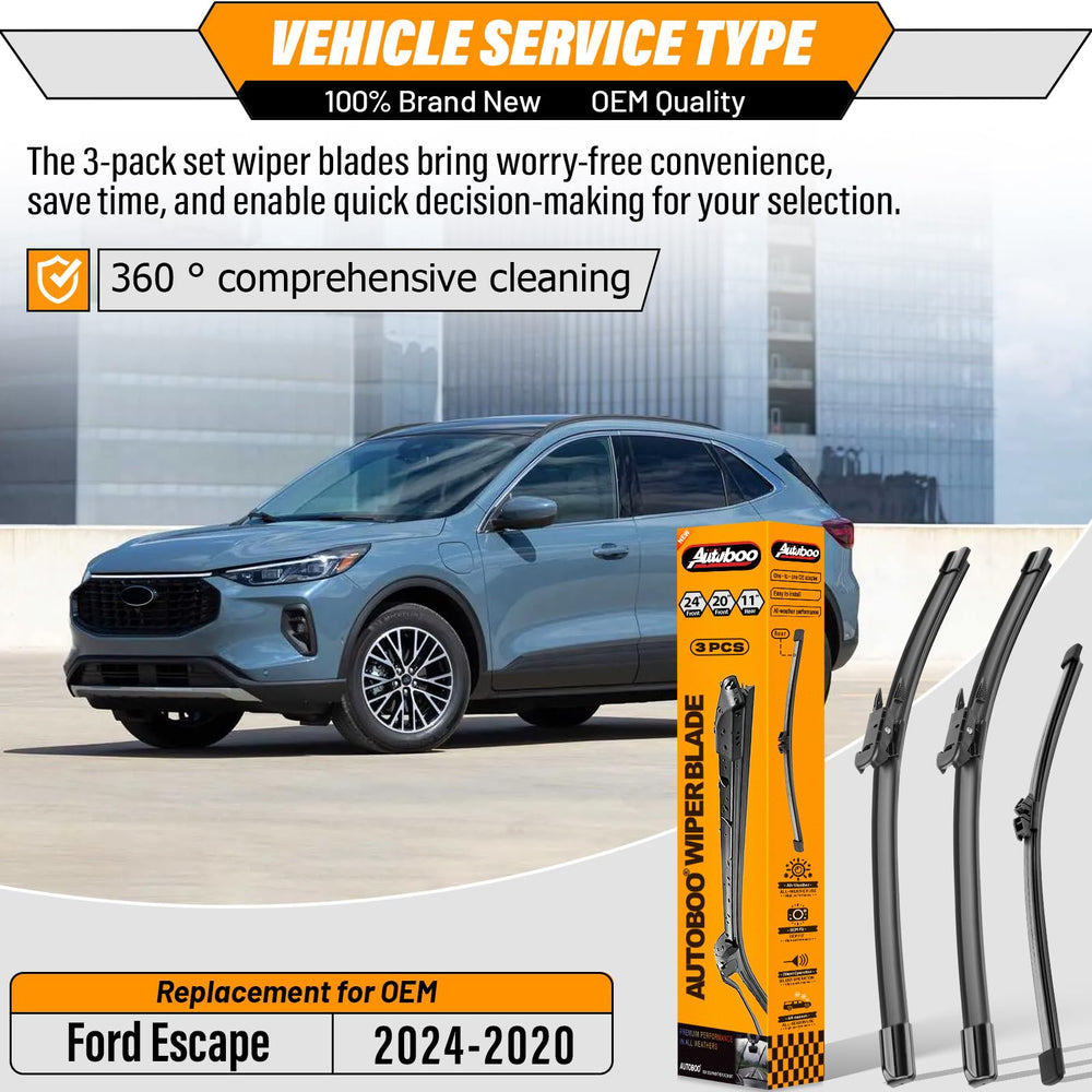 AUTOBOO Ford Escape 20-inch front blade improves winter visibility