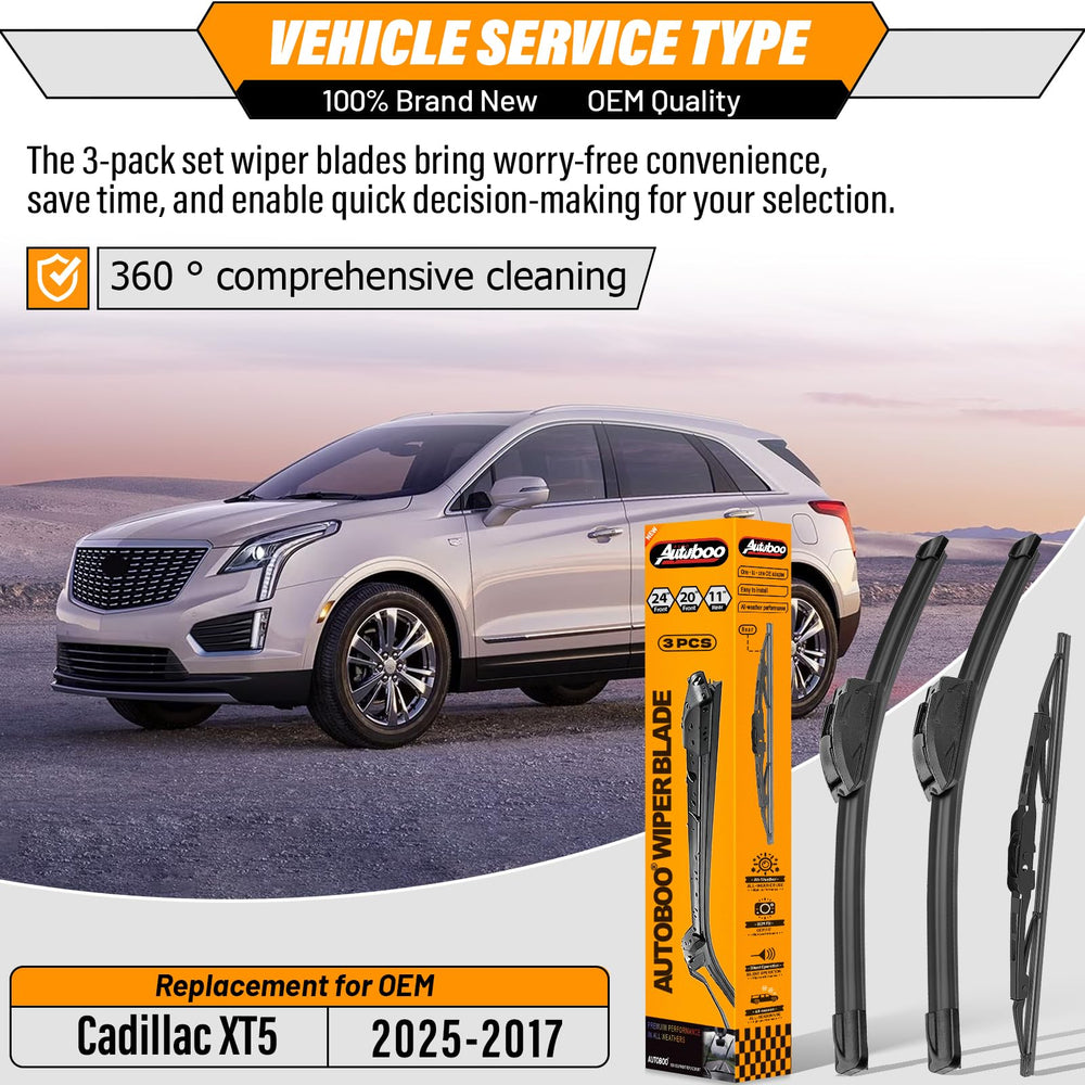 AutoBoo front wiper blades installation is quick and easy on Cadillac XT5 with J/H hook.