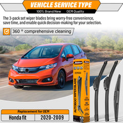 AUTOBOO Honda Fit front 14-inch blade provides precise fit and smooth wipe
