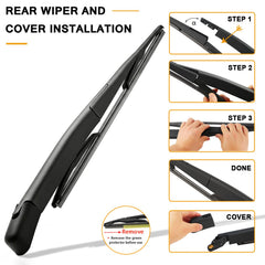 AUTOBOO all-weather rear-wiper-arm designed for longevity and consistent glass contact.