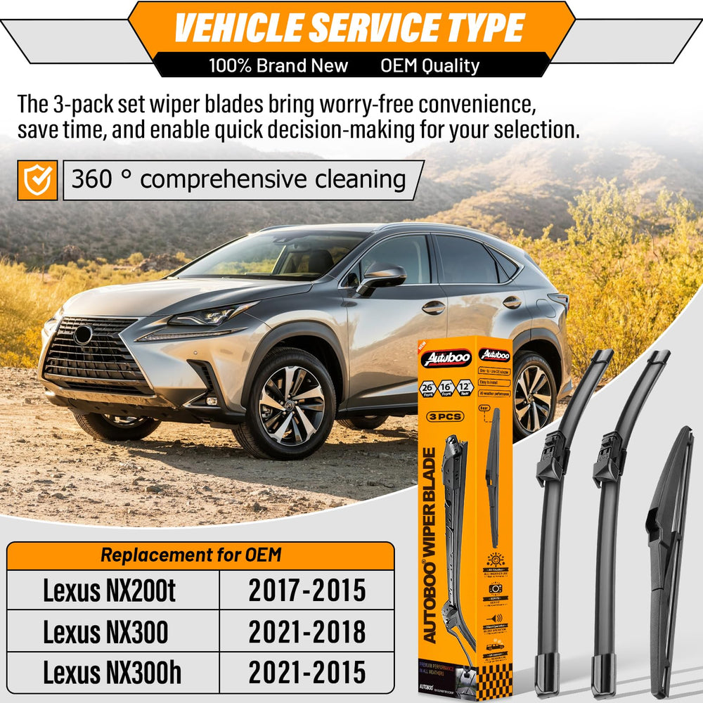 AUTOBOO 16-inch wiper blade for Lexus NX with smooth wiping