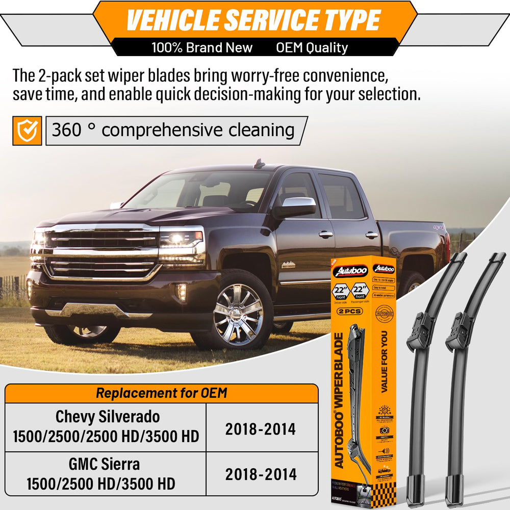 AUTOBOO 22-inch front wiper blade delivering clear, streak-free visibility.