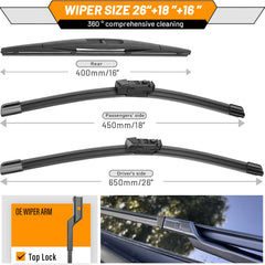 AUTOBOO Outback 16-inch rear blade ensuring rear visibility in rain.