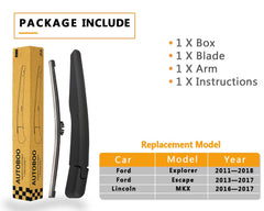 AUTOBOO rear wiper arm blade package – ready to install, one-year warranty