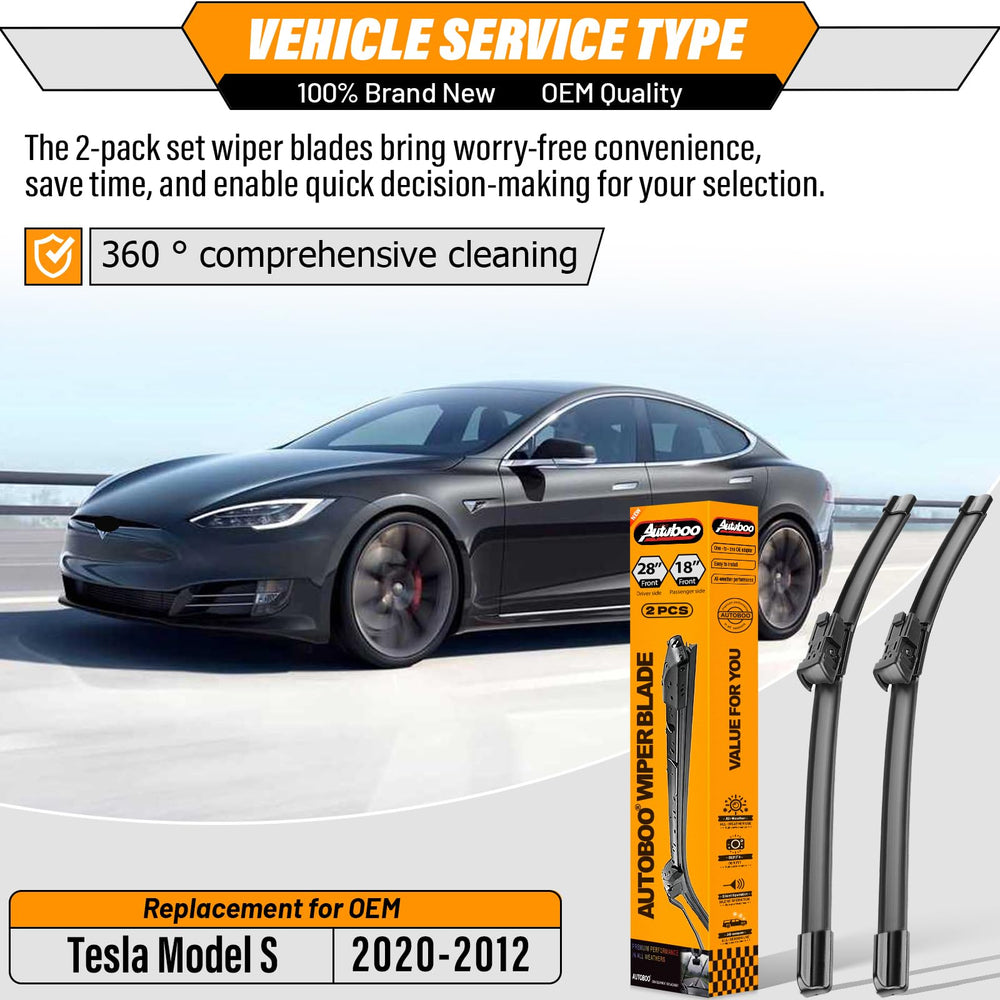 AUTOBOO Tesla Model S 18-inch wiper blade front-right for clear visibility.
