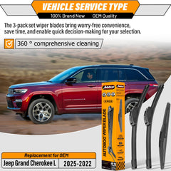 AUTOBOO 20-inch front blade on Jeep Grand Cherokee L for consistent rain wiping.