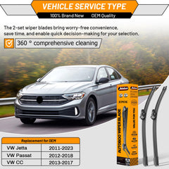 AUTOBOO 19-inch blade set on VW for precise visibility