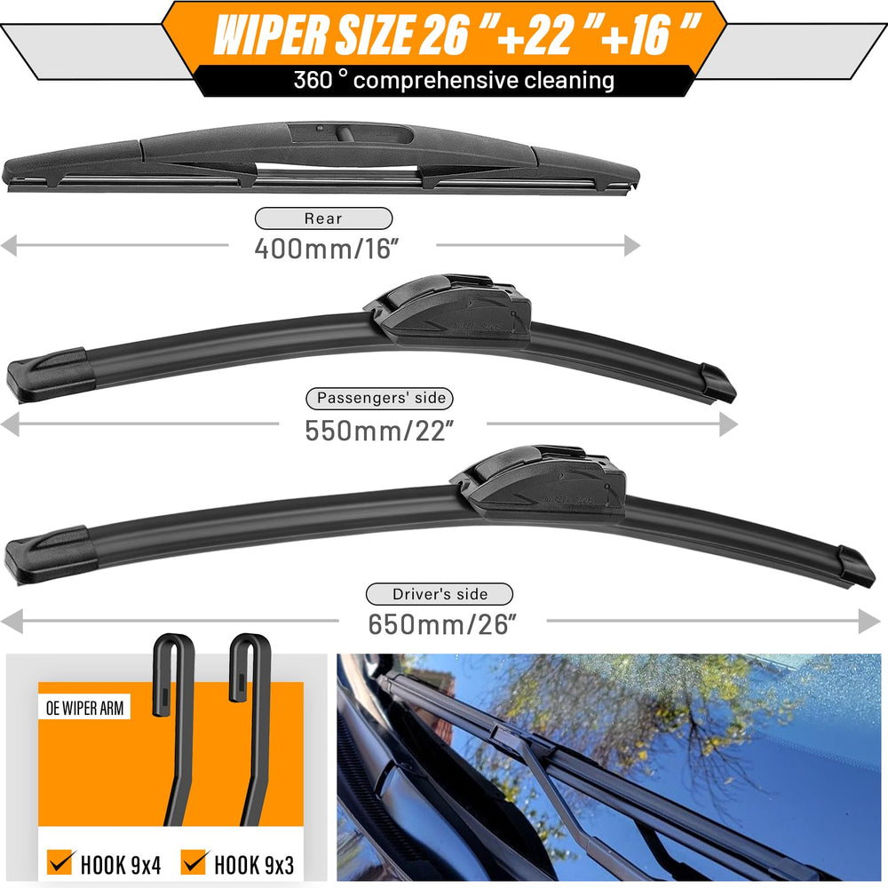 AUTOBOO 16-inch rear wiper blade for Honda Odyssey reliable performance