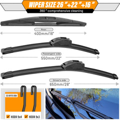 AUTOBOO 16-inch rear wiper blade for Honda Odyssey reliable performance